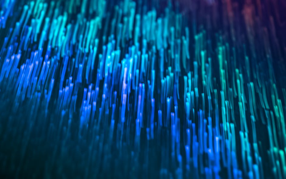 Abstract digital landscape with interconnected blockchain nodes and glowing lines.