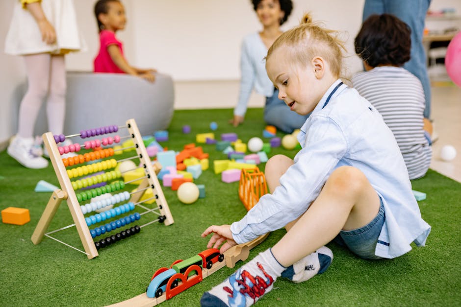 A bright classroom filled with educational tools and game elements.