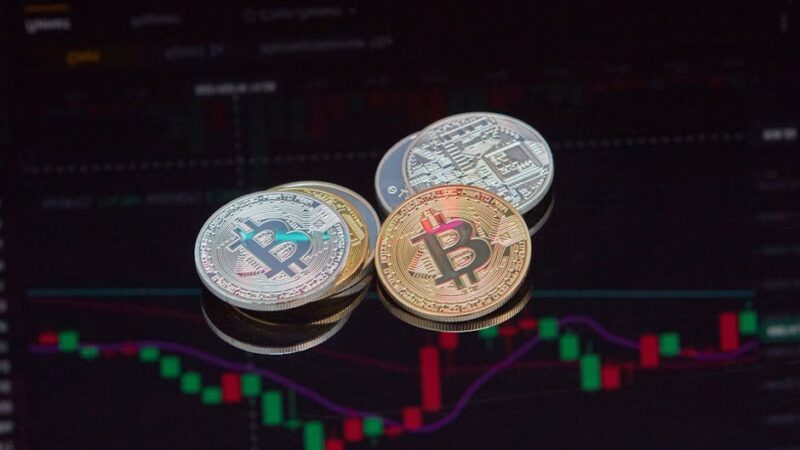 Abstract representation of a Bitcoin heatmap with vibrant colors and patterns.