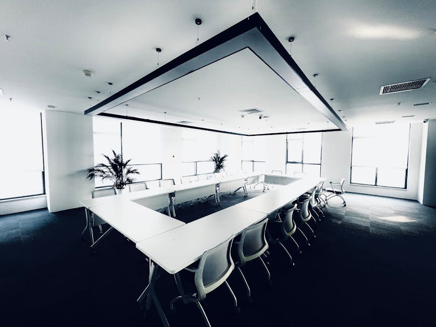 A bright modern office with technology and automation tools present