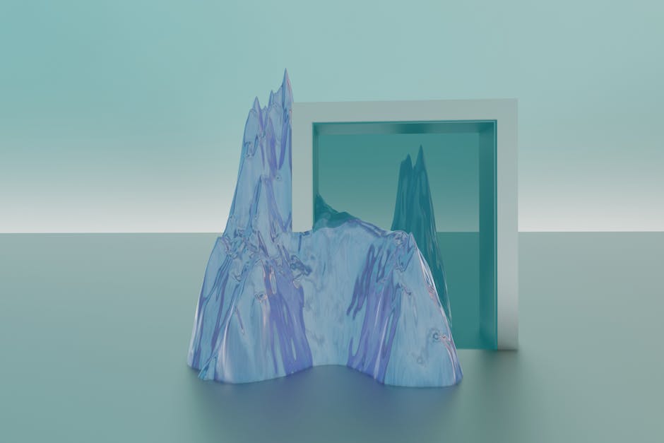 Abstract geometric shapes in soft blues and greens representing technology