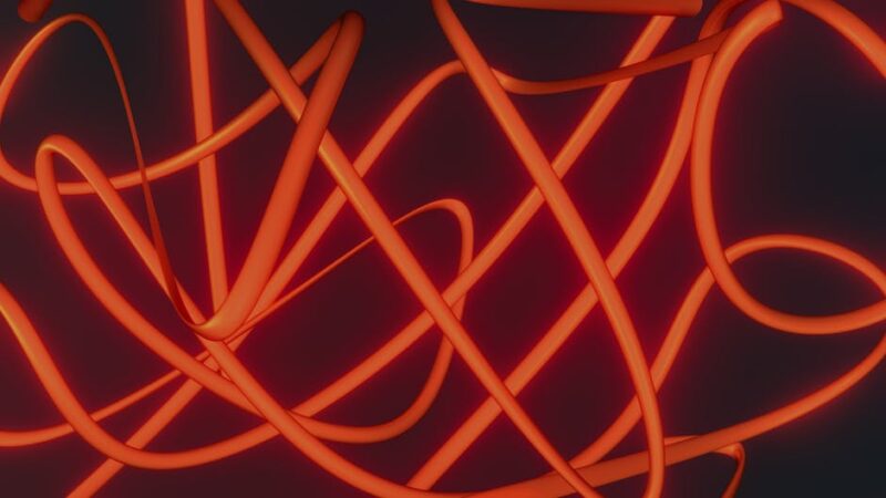 An abstract digital landscape with flowing shapes and warm colors.