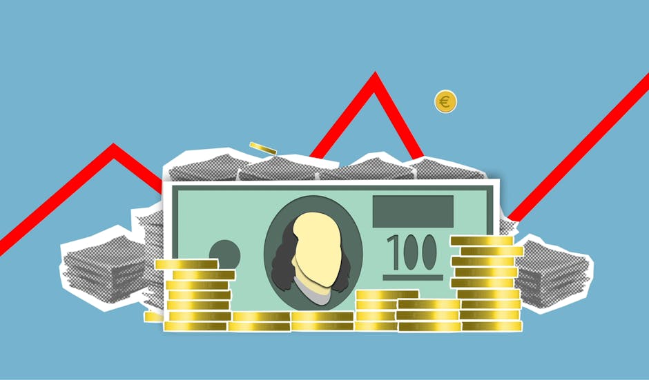 Abstract shapes symbolizing coins and trading activity in a financial market