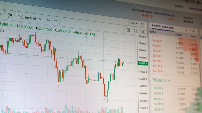 Abstract representation of Bitcoin's market influence with graphs and waves.