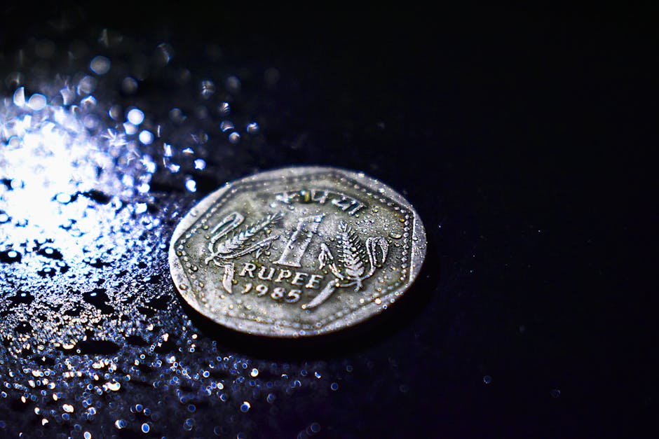 Shimmering silver coins on a dark velvet surface with soft lighting.