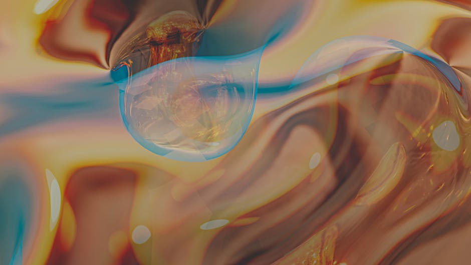 An abstract depiction of a bubble forming and bursting against a city skyline.